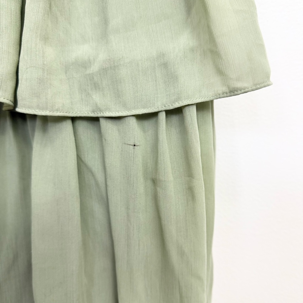 Peppermayo Salma Sage Green Smocked Tiered Maxi Dress Halter Size 2 - Picture 6 of 6